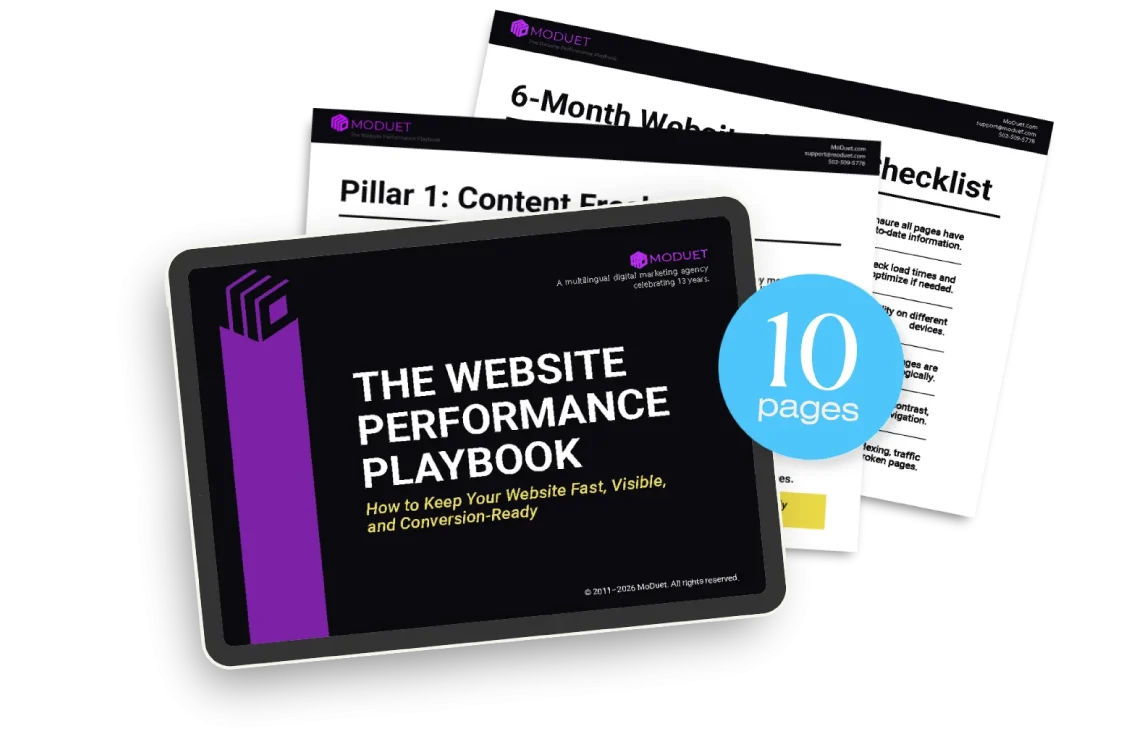 Preview of MoDuet's Website Performance Playbook.